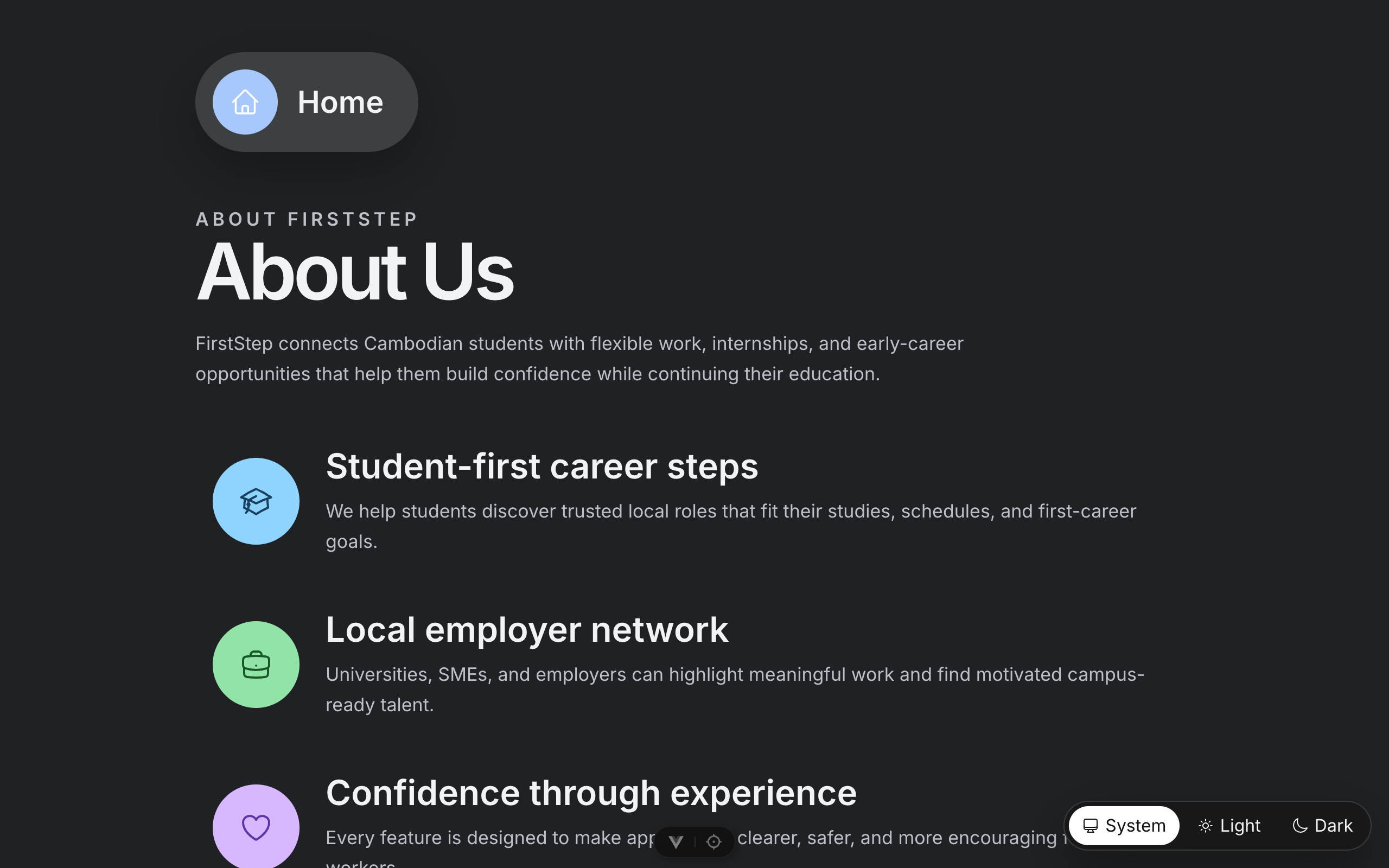 FirstStep about us page