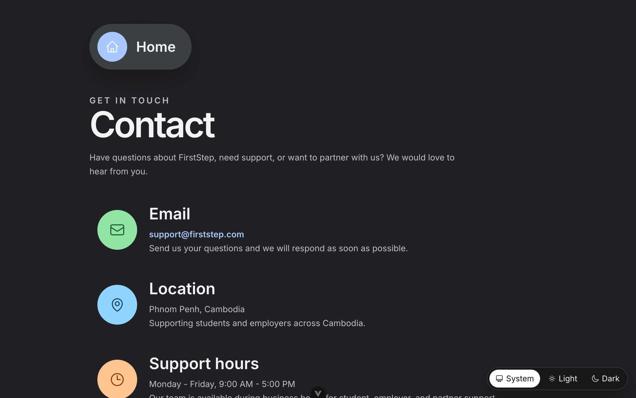 Contact page