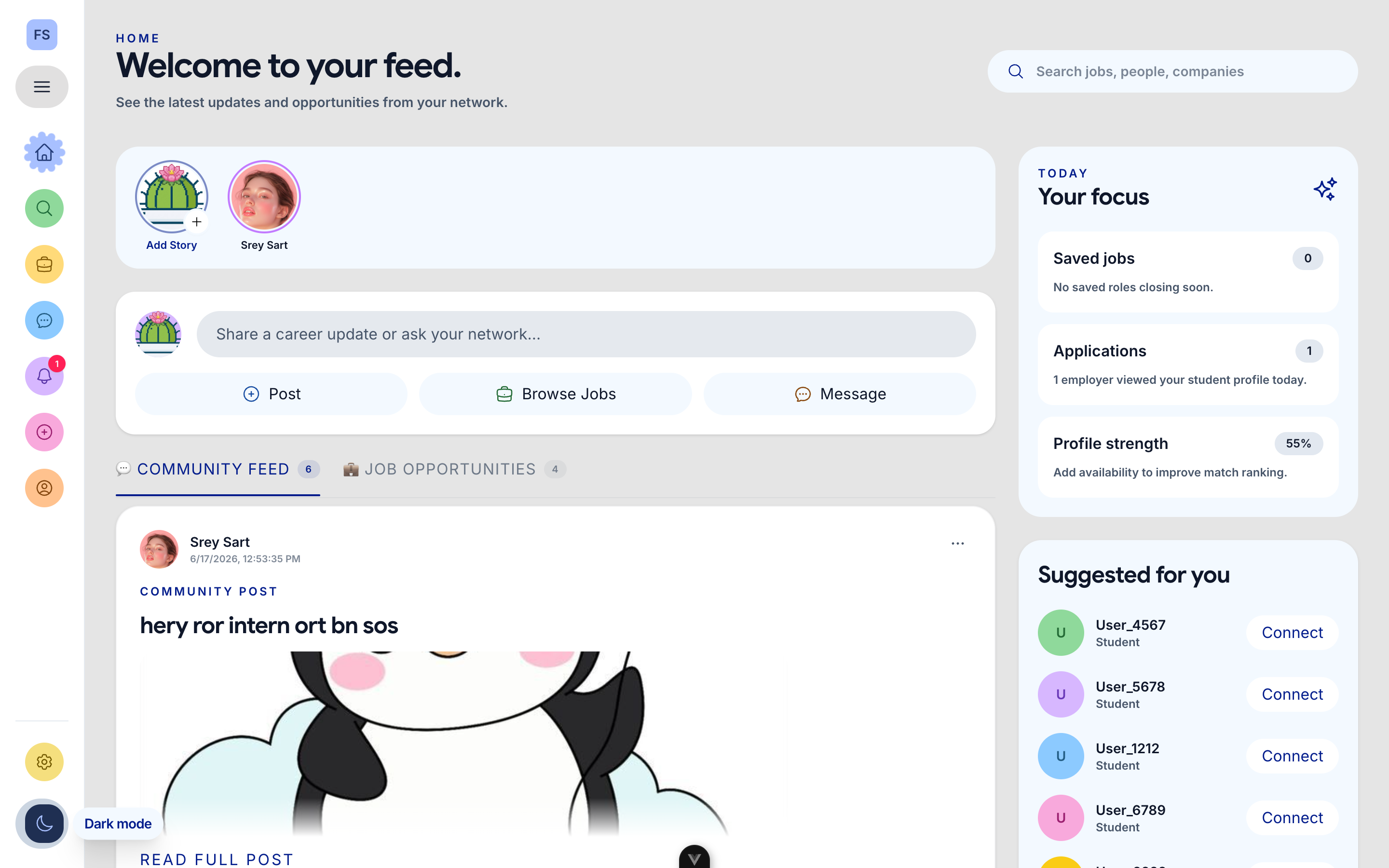FirstStep home in light theme