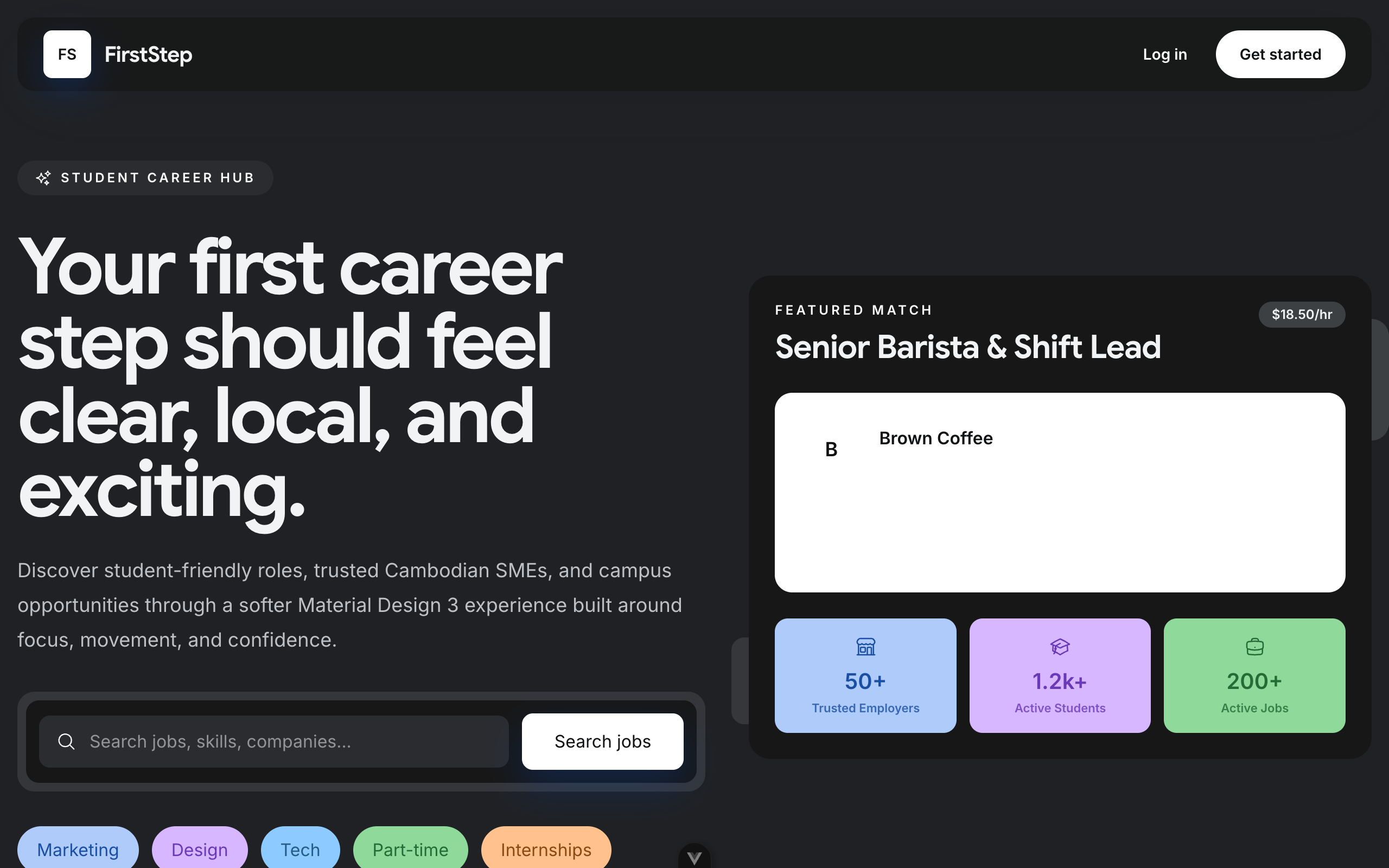 FirstStep landing page